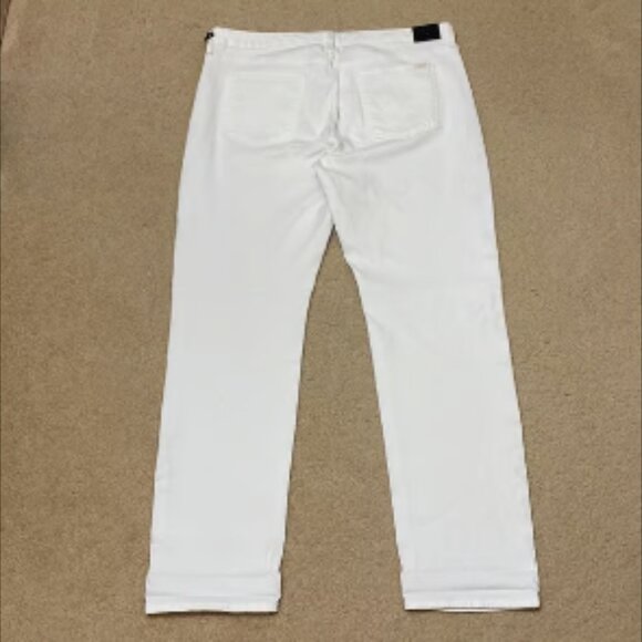 JEN7 by 7 for All Mankind Women's Straight Crop & Roll White Denim Jeans Size 14 - Picture 5 of 8
